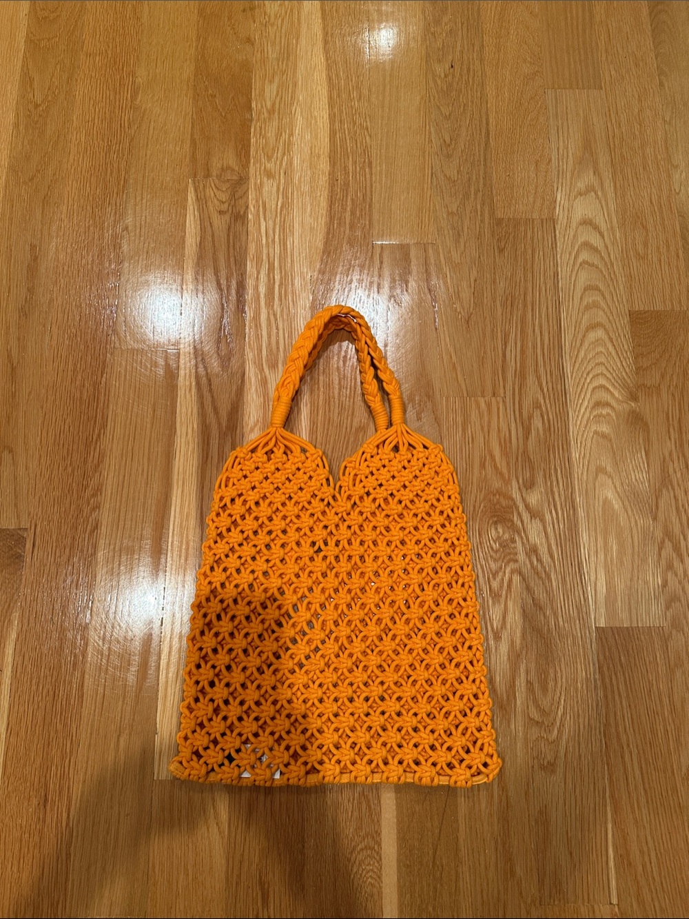 J. Crew Orange Macramé Tote New